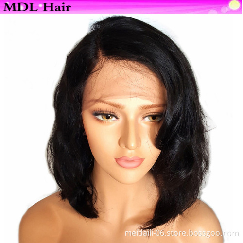 Lace Front Wig Human Hair Brazilian Lace With Baby Hair, Natural Black Swiss Lace Natural Wave Wigs